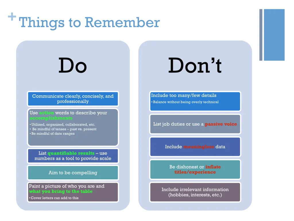 things to remember