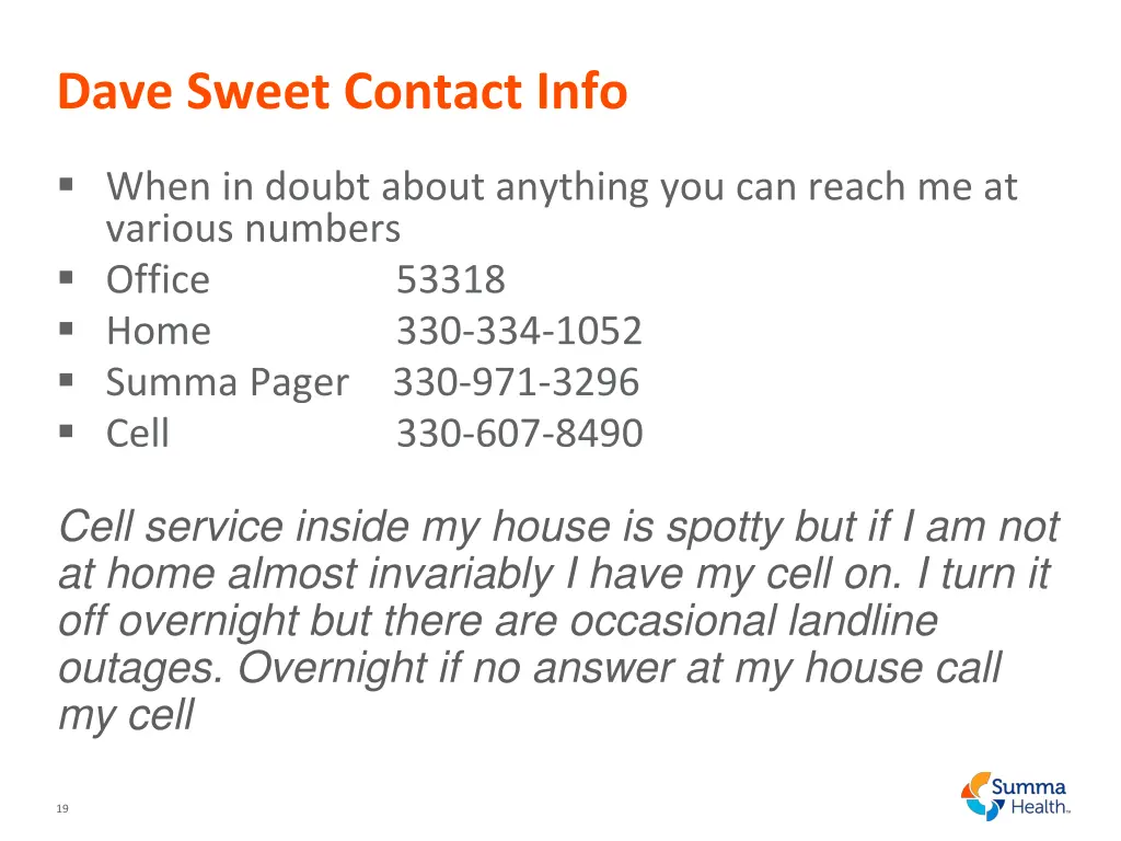 dave sweet contact info