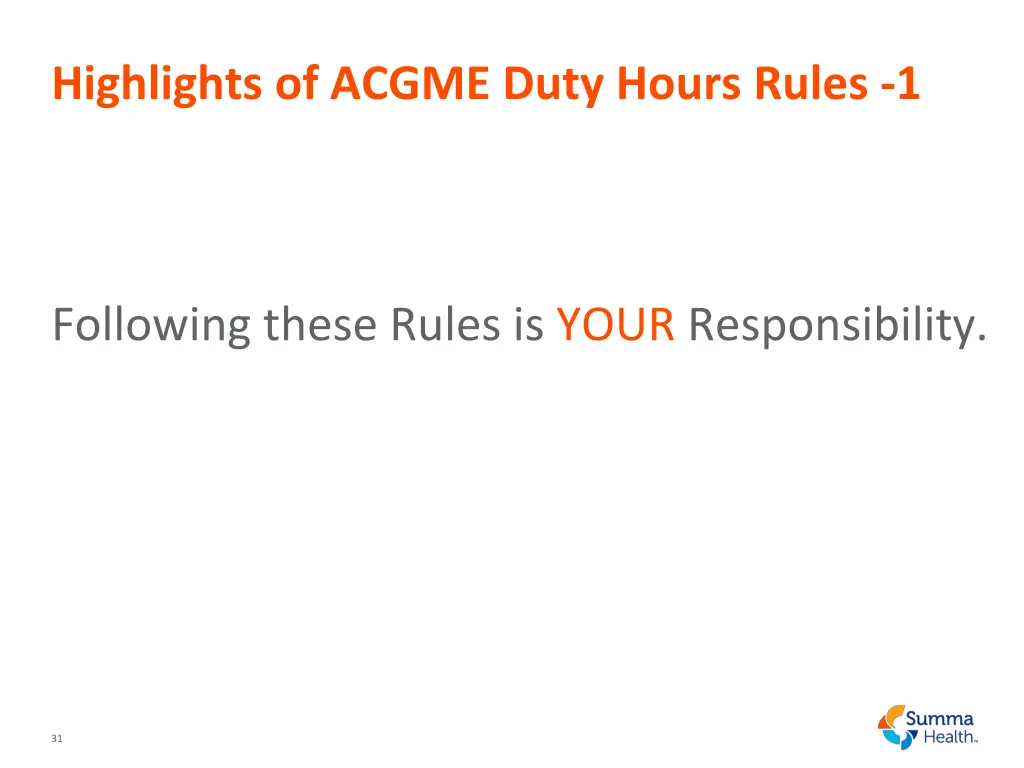 highlights of acgme duty hours rules 1