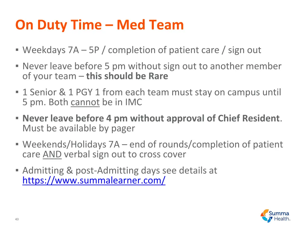 on duty time med team