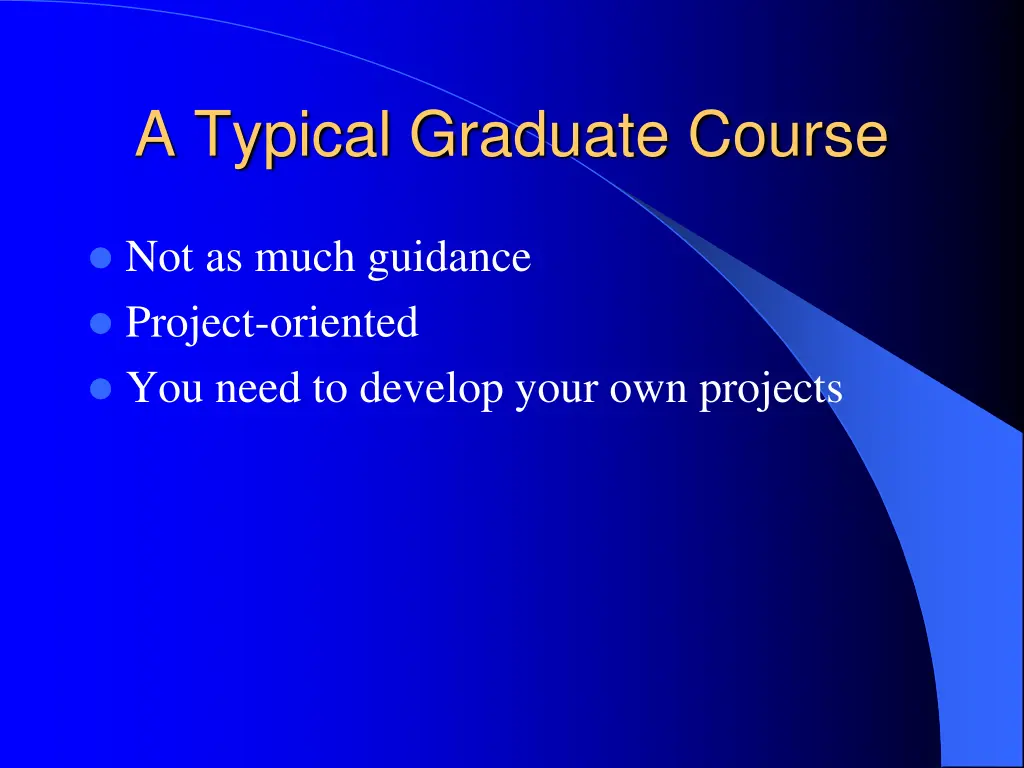 a typical graduate course