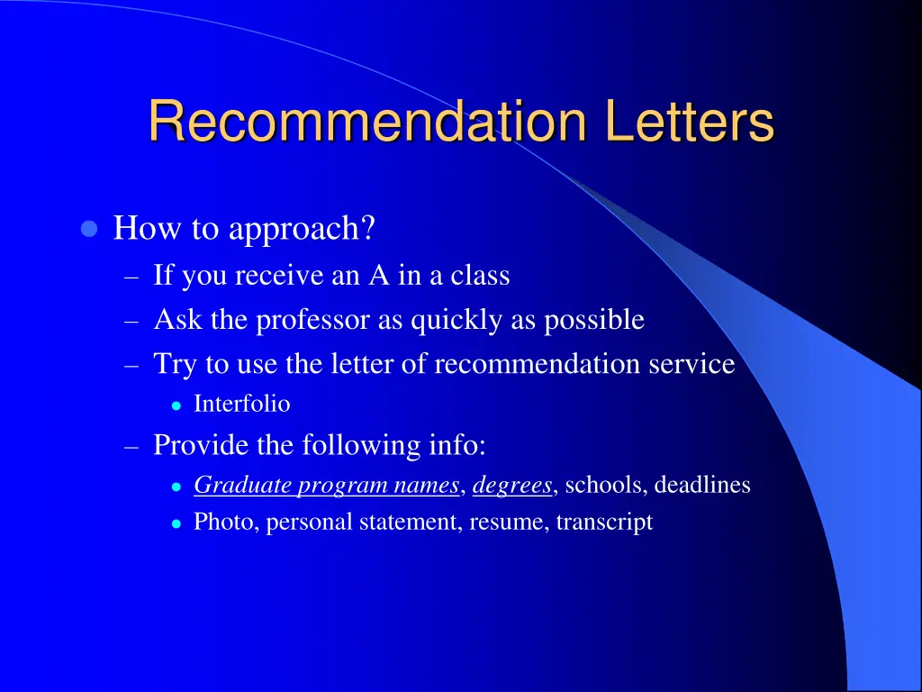 recommendation letters
