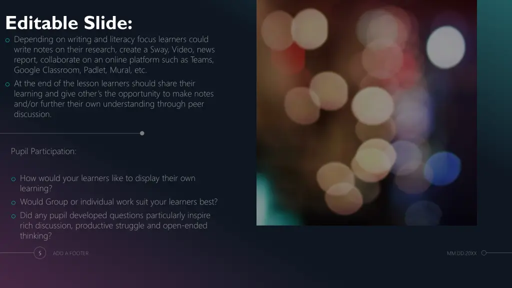 editable slide o depending on writing