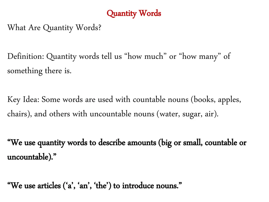quantity words quantity words