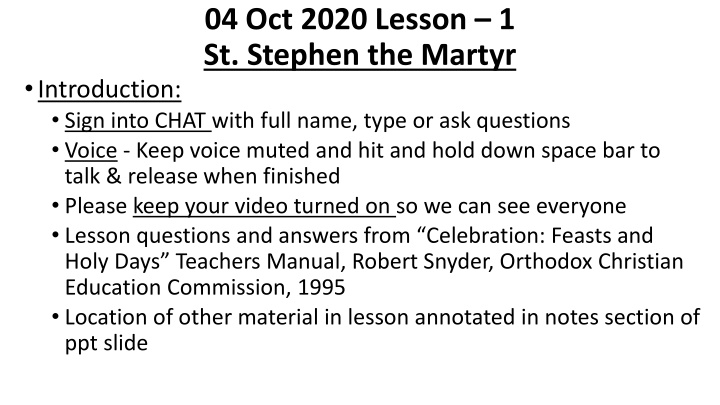 04 oct 2020 lesson 1 st stephen the martyr