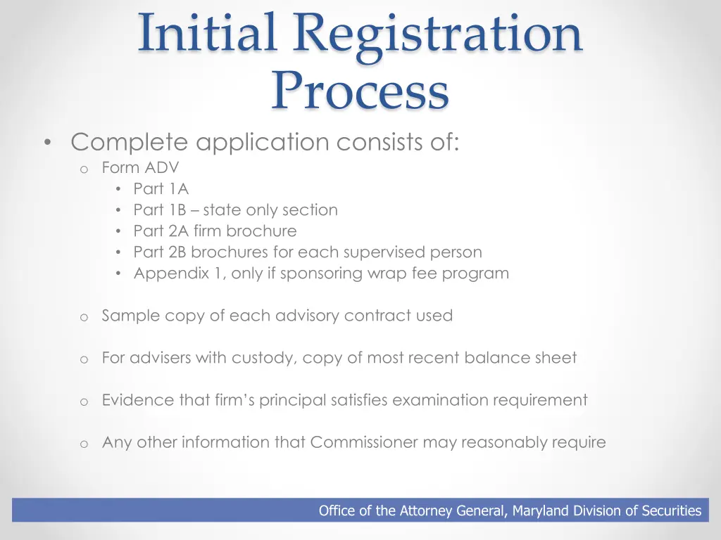 initial registration process complete application