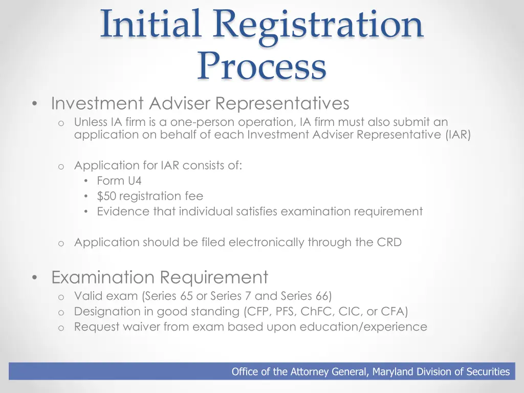 initial registration process investment adviser