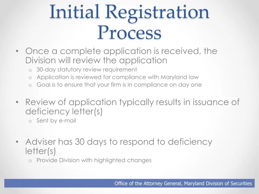 initial registration process once a complete