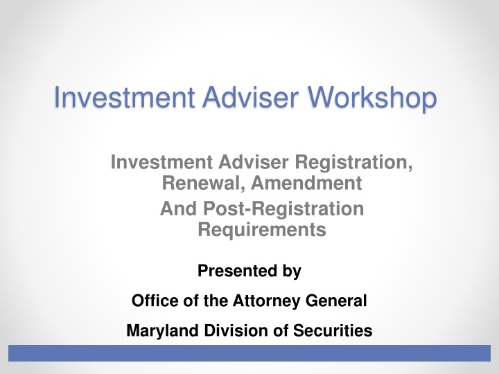 investment adviser workshop