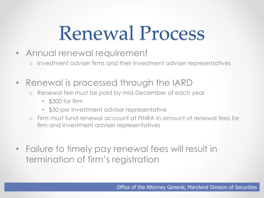renewal process annual renewal requirement