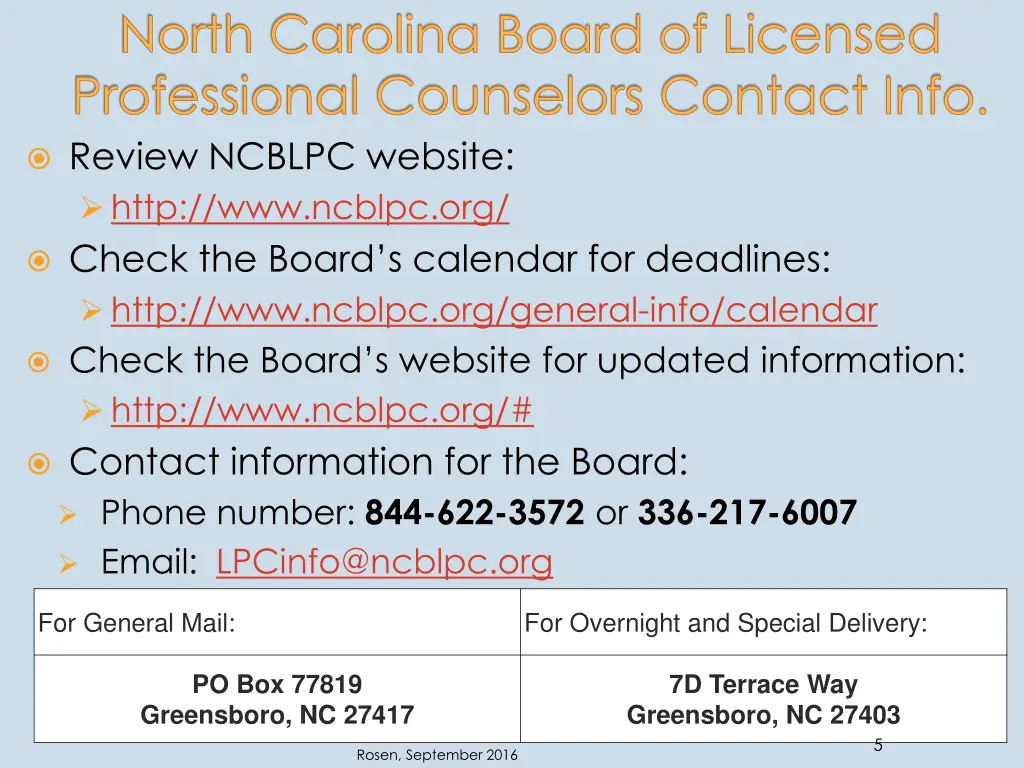north carolina board of licensed professional