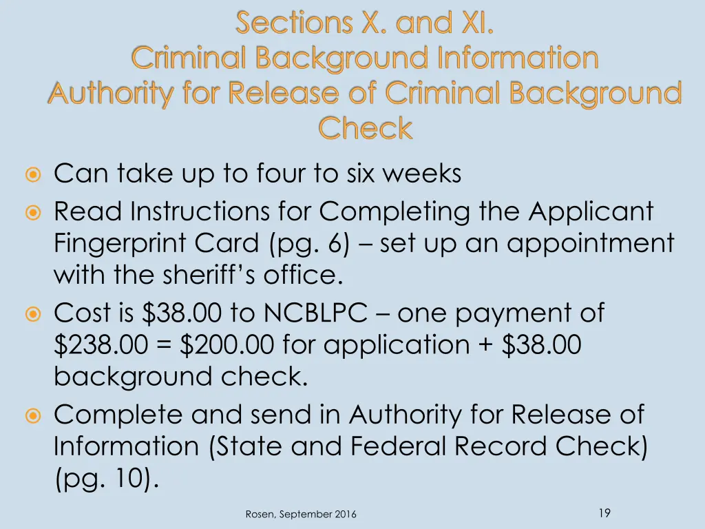 sections x and xi criminal background information