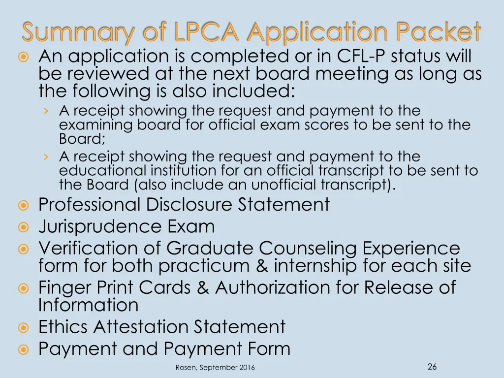 summary of lpca application packet an application
