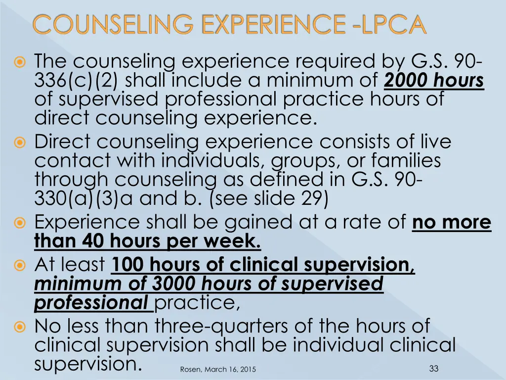 counseling experience lpca