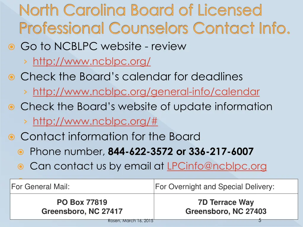 north carolina board of licensed professional