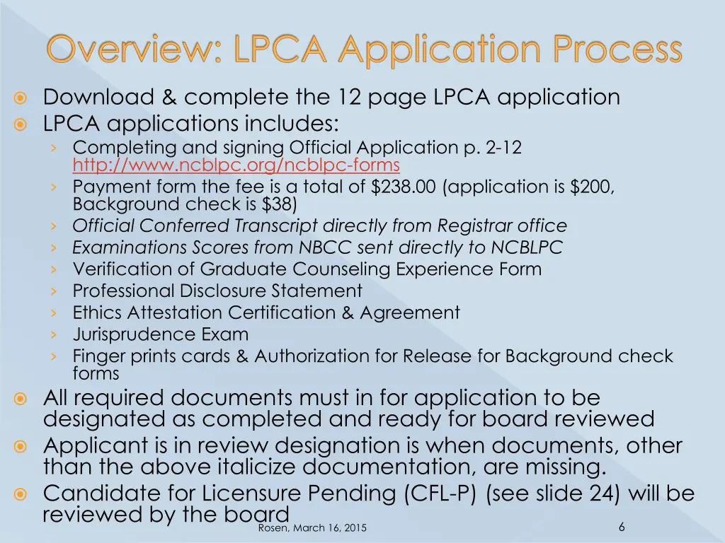 overview lpca application process