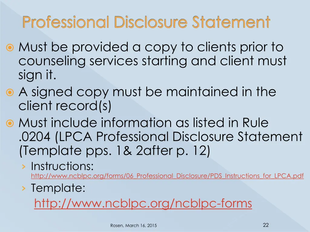 professional disclosure statement