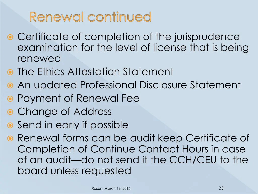 renewal continued