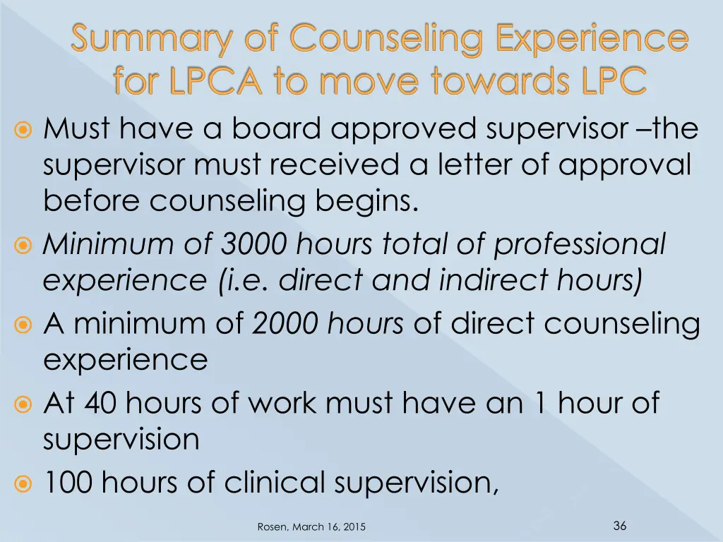 summary of counseling experience for lpca to move