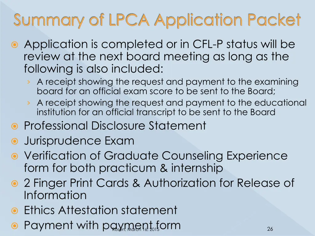 summary of lpca application packet