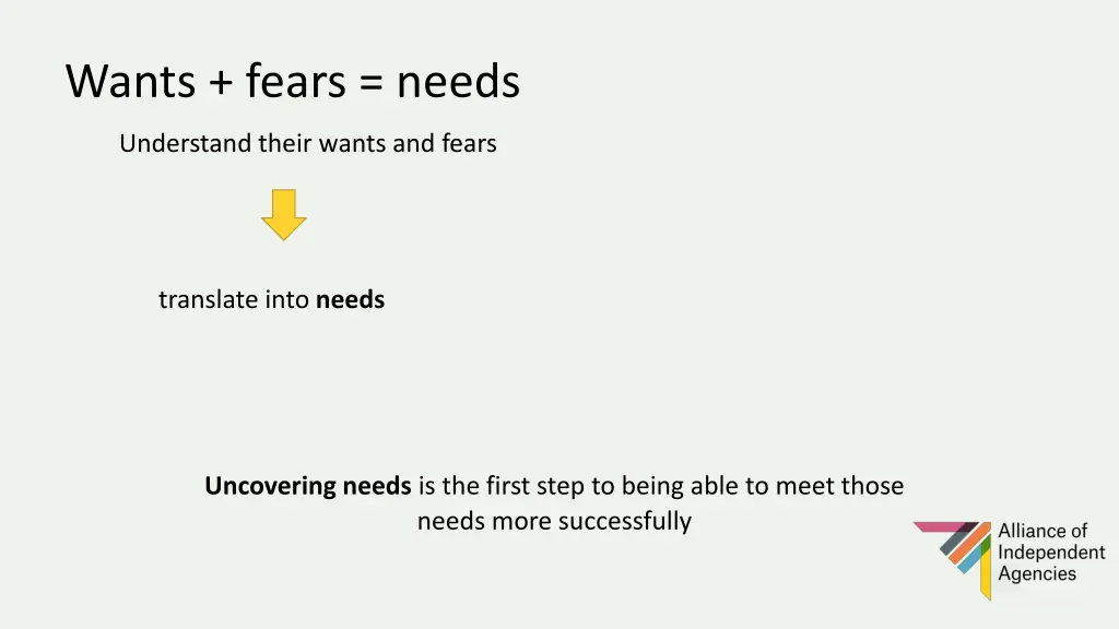 wants fears needs