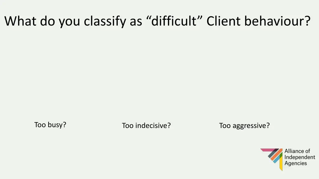 what do you classify as difficult client behaviour