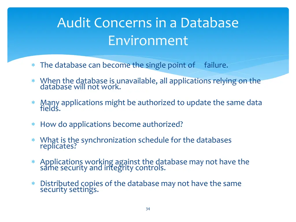 audit concerns in a database environment