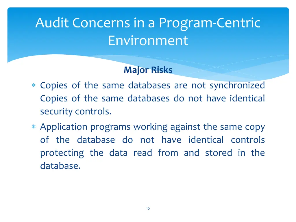 audit concerns in a program centric environment 1