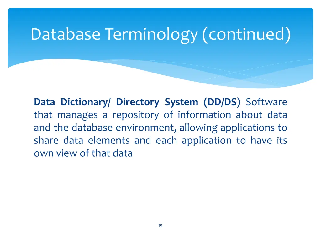 database terminology continued 1
