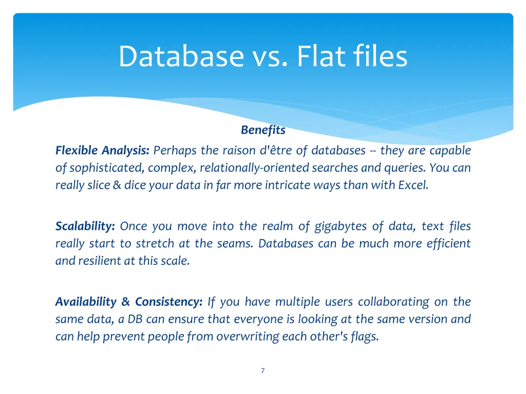 database vs flat files