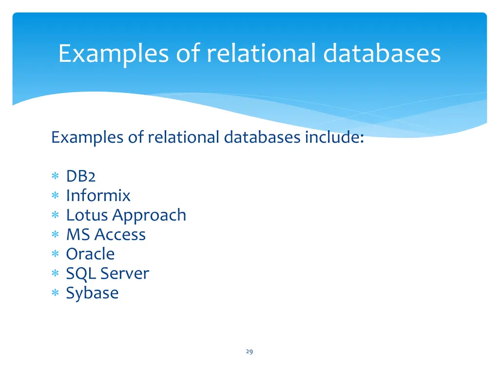 examples of relational databases
