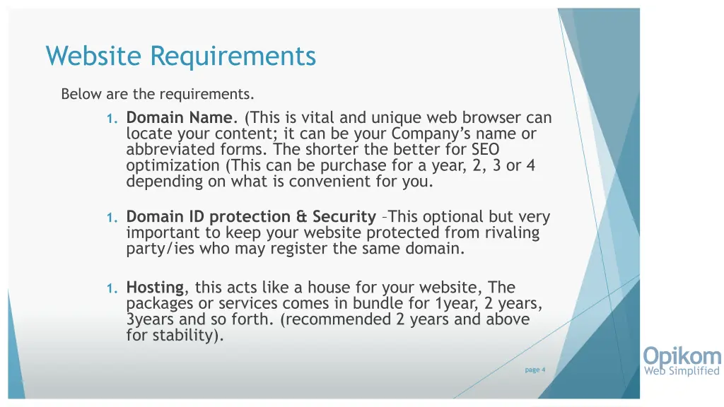 website requirements