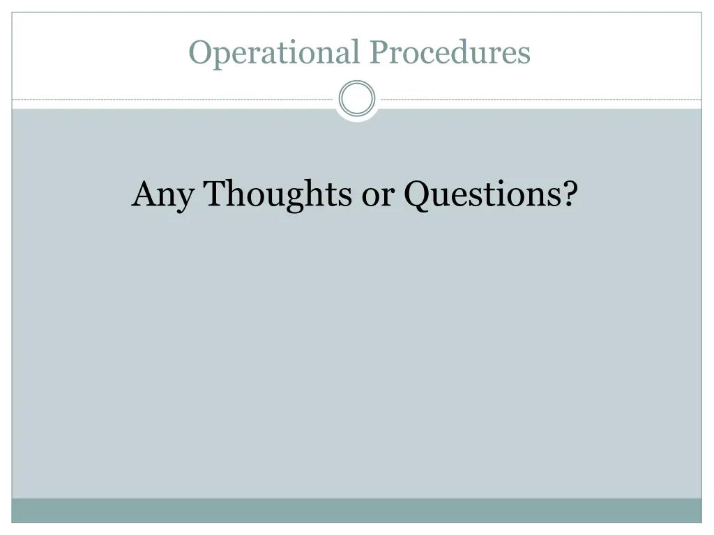 operational procedures