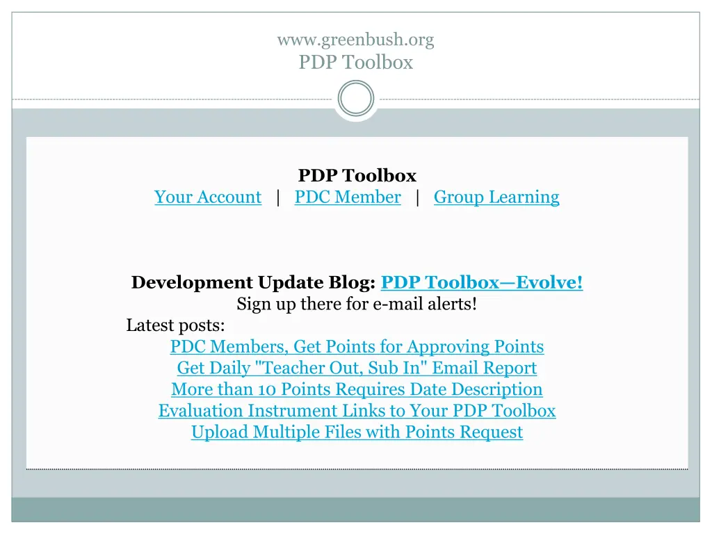 www greenbush org pdp toolbox