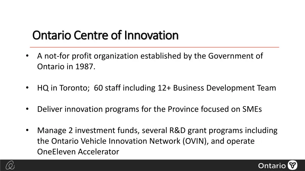 ontario centre of innovation ontario centre