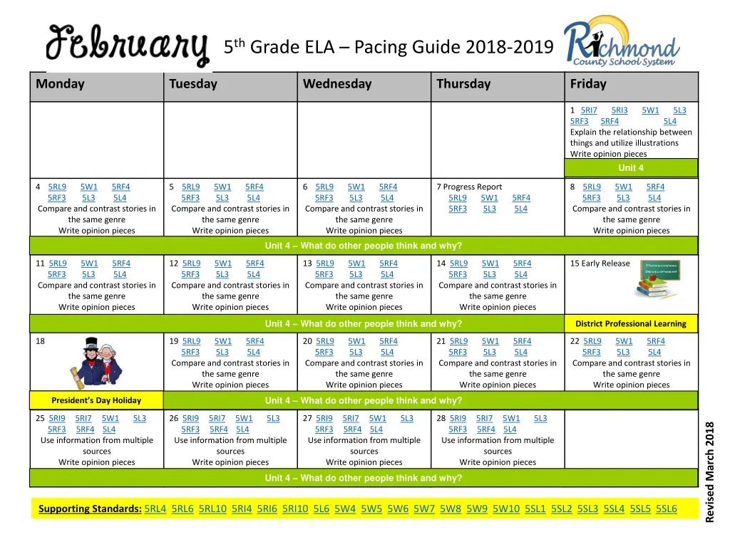 5 th grade ela pacing guide 2018 2019 6