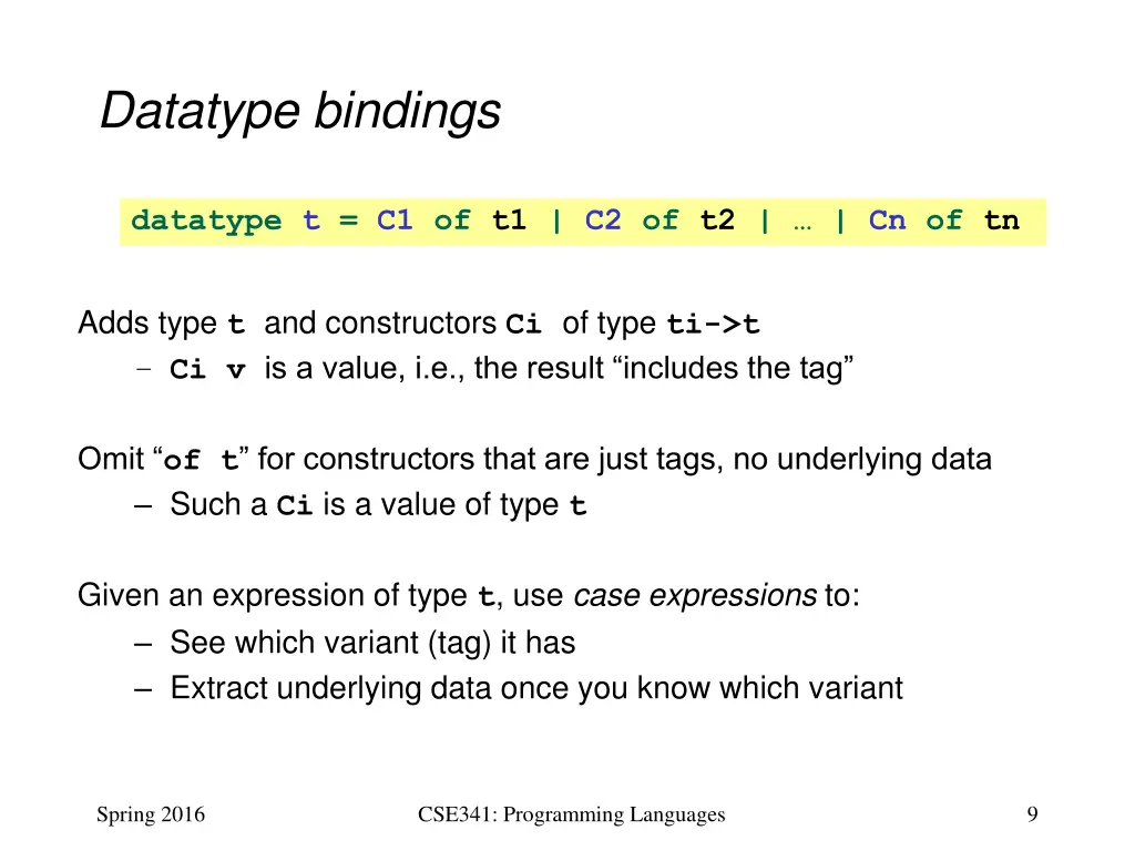 datatype bindings