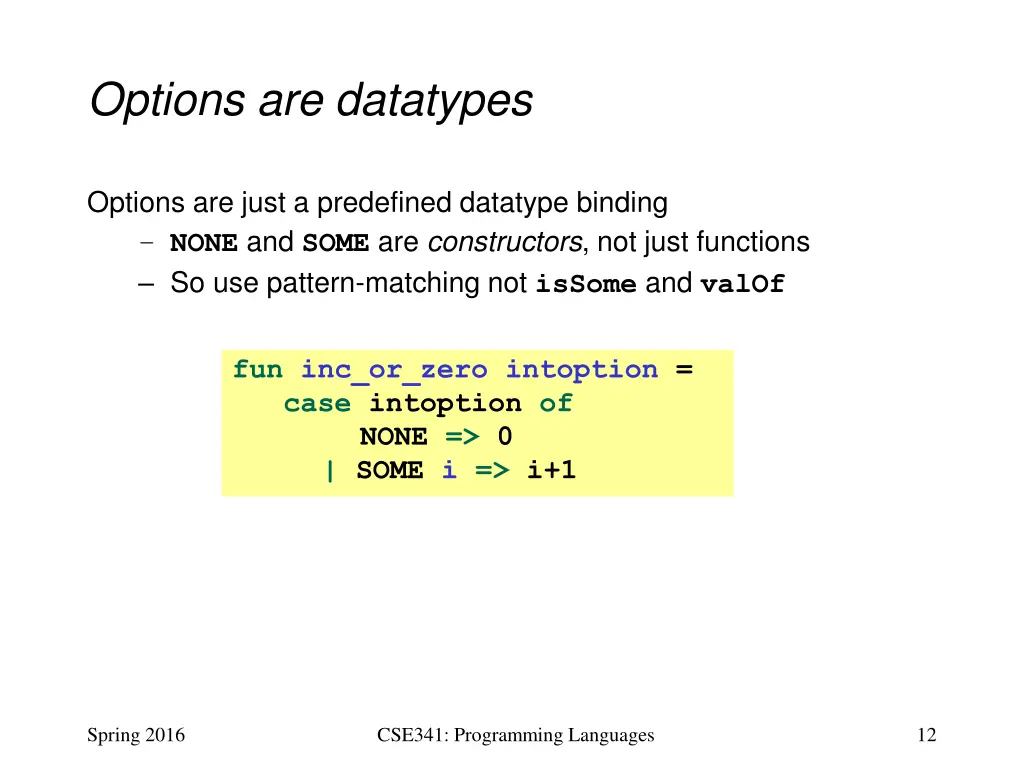 options are datatypes
