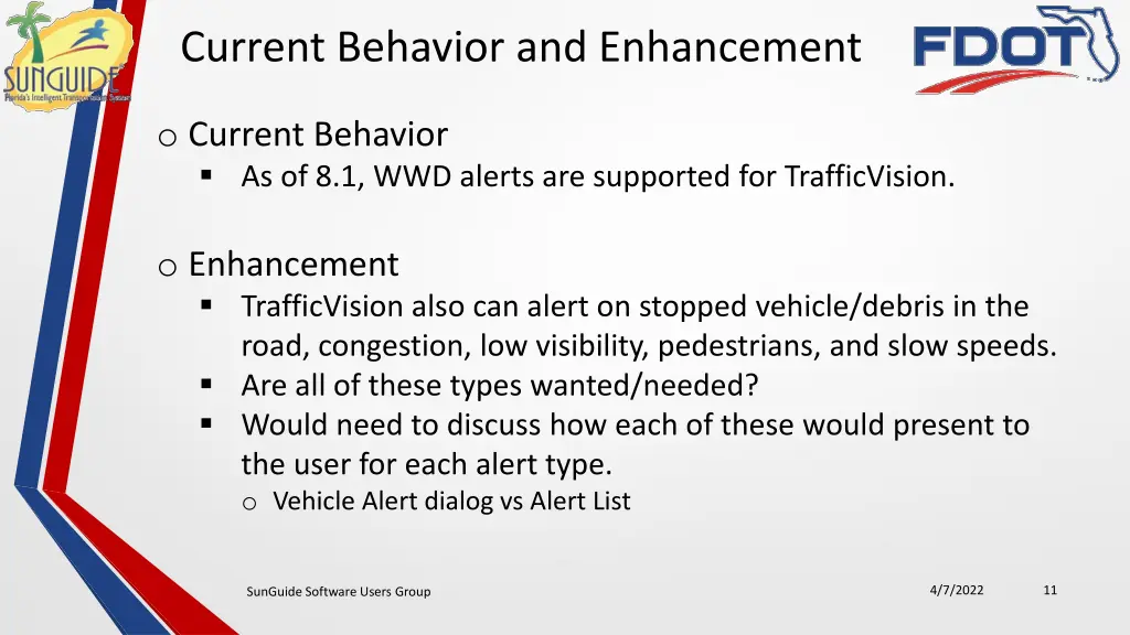 current behavior and enhancement