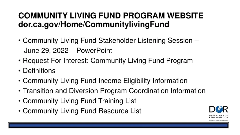 community living fund program website