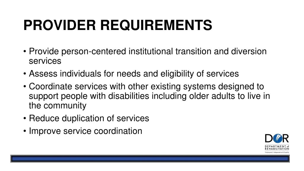 provider requirements