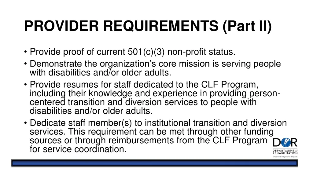 provider requirements part ii