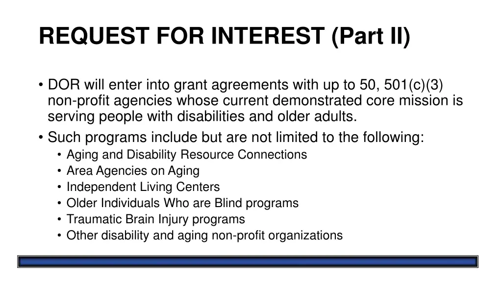 request for interest part ii