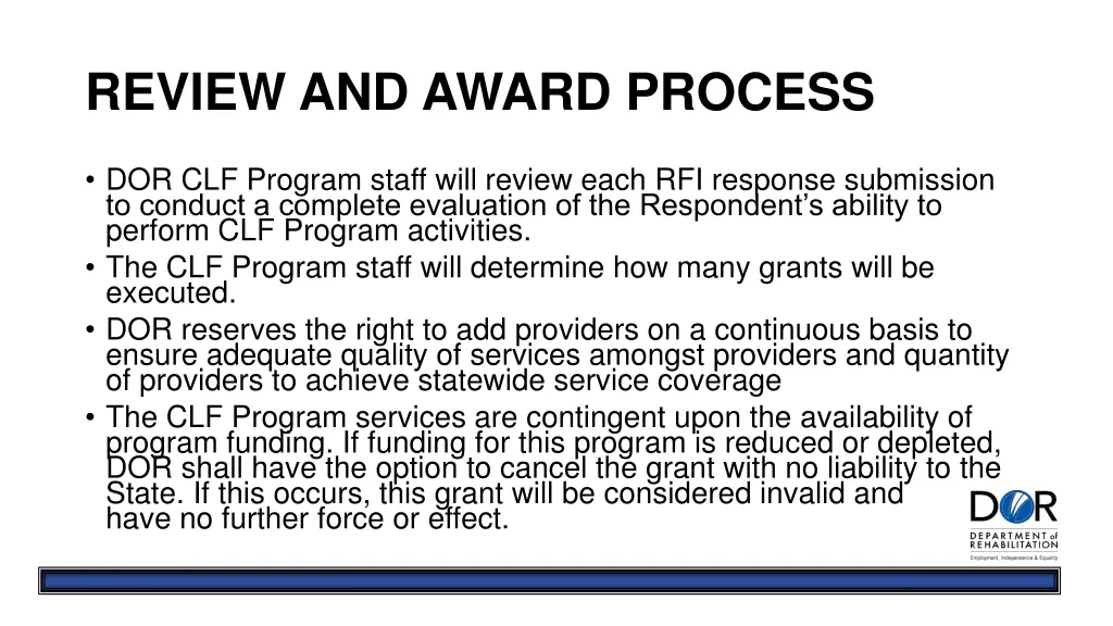 review and award process