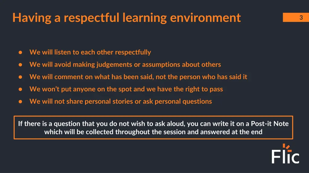 having a respectful learning environment