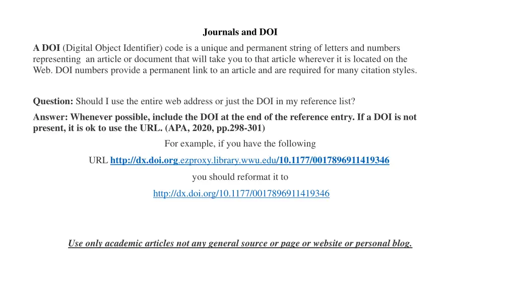 journals and doi