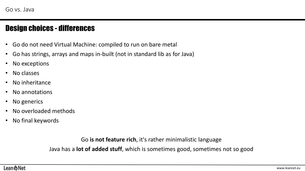 go vs java 2