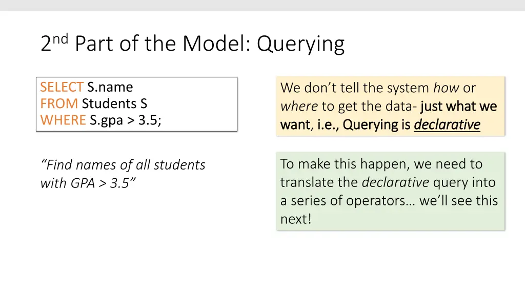 2 nd part of the model querying