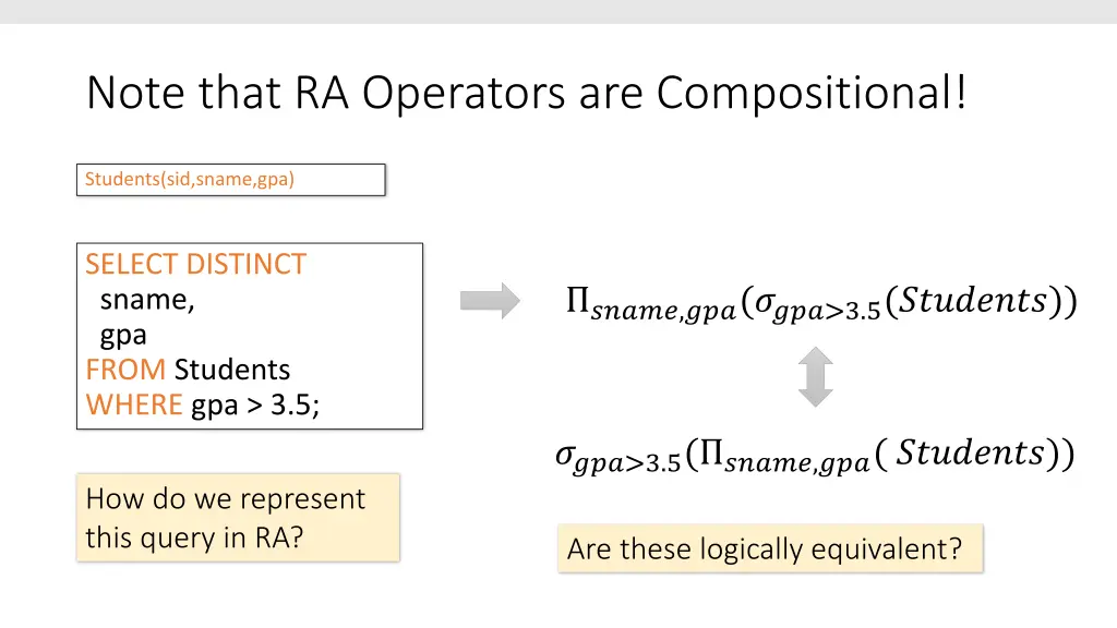 note that ra operators are compositional