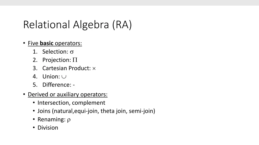 relational algebra ra